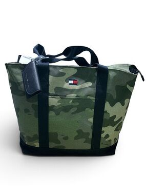 Tommy Hilfiger Olive Camo Canvas Tote Bag